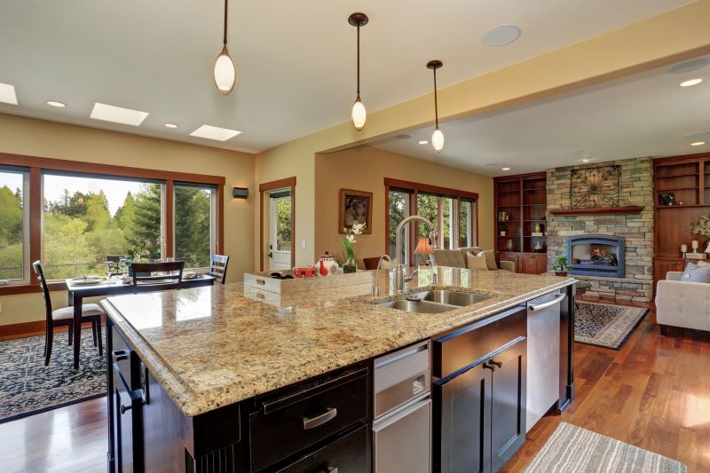 Granite island in a contemporary kitchen